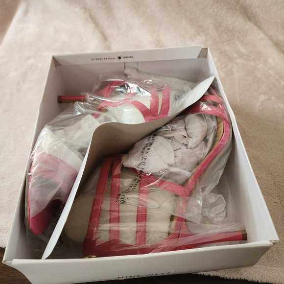 Open Toe Ankle Straps Sandals Pink Leather Back Zip - Picture 2 of 3